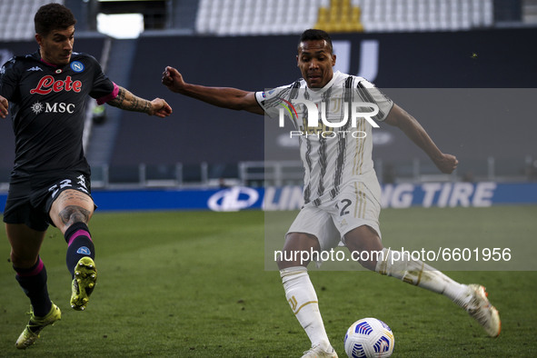 Juventus defender Alex Sandro (12) in action during the Serie A football match n.3 JUVENTUS - NAPOLI on April 07, 2021 at the Allianz Stadiu...