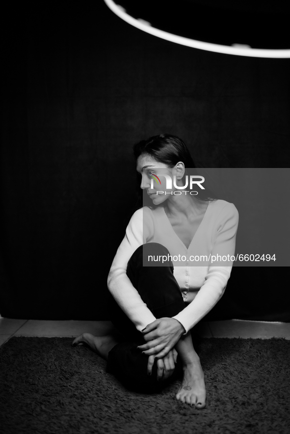 (EDITOR'S NOTE: Image was converted to black an white) Studio session of the italian actress Cristiana Dell'Anna, protagonist of the series...