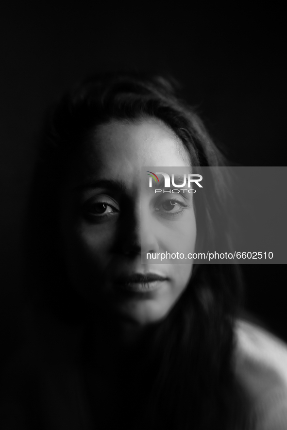 (EDITOR'S NOTE: Image was converted to black an white) Studio session of the italian actress Cristiana Dell'Anna, protagonist of the series...