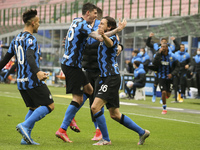 Matteo Darmian of FC Internazionale celebrates with team-mates after scoring the his first goal during the Serie A match between FC Internaz...