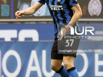 Milan Skriniar of FC Internazionale in action during the Serie A match between FC Internazionale  and Cagliari Calcio at Stadio Giuseppe Mea...