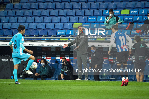 Vicente Moreno during the match between RCD Espanyol and FC Fuenlabrada, corresponding to the week 32 of the Liga Smartbank, played at the R...