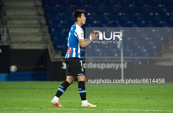 Wu Lei during the match between RCD Espanyol and CD Leganes, corresponding to the week 34 of the Liga Smartbank, played at the RCDE Stadium...