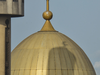 Detail of the Lagos Central Mosque (Lagos Island) located along the busy Nnamdi Azikiwe Street of Lagos, Nigeria, 14 April 2021. Muslims mar...