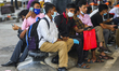 Migrant workers waits for the flights as those are cancelled  as authorities concerned of...
