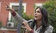 Begona Villacis intervenes in an electoral of 4M act in the Plaza de Lavapies, on April 23...