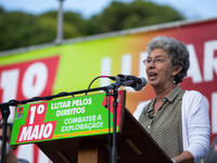 Isabel Camarinha, the CGTP leader speak during the International Worker's Day, on May 1, in Lisbon, Portugal.
International Worker's Day br...