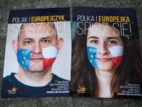 Posters of National Census of Population and Housing 2021 are seen during celebration of 17-year of Polish membership in the European Union....