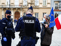Police writes down the participants who attended celebration 17-year of Polish membership in the European Union. Krakow, Poland on May 1st,...