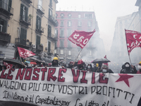 A moment of the workers and unemployed protest as they march in Naples, May 1, 2021. Workers and unemployed march in Naples on 1 May during...