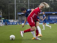 Hanna Glas (Bayern Munich) and Ji So-Yun (Chelsea FC) battle for the ball during the 2020-21 UEFA Women’s Champions League fixture between C...