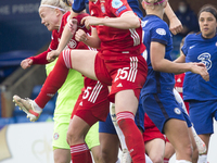  Hanna Glas (Bayern Munich) and Millie Bright (Chelsea FC) fight for the ball during the 2020-21 UEFA Women’s Champions League fixture betwe...