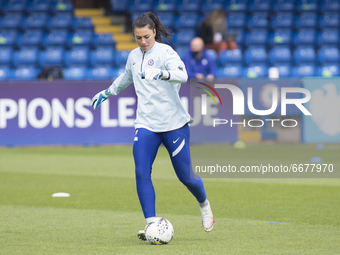 Chelsea squad warms up during the 2020-21 UEFA Womens Champions League fixture between Chelsea FC and Bayern Munich at Kingsmeadow. (