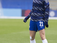 Niamh Charles (Chelsea FC) warms up during the 2020-21 UEFA Womens Champions League fixture between Chelsea FC and Bayern Munich at Kingsmea...
