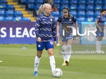 Jorja Fox (Chelsea FC) warms up during the 2020-21 UEFA Women’s Champions League fixture between Chelsea FC and Bayern Munich at Kingsmeadow...