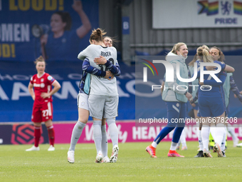  Chelsea FC celebrates after win during the 2020-21 UEFA Womens Champions League fixture between Chelsea FC and Bayern Munich at Kingsmeadow...