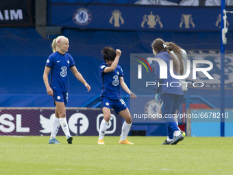  Chelsea FC celebrates after win during the 2020-21 UEFA Womens Champions League fixture between Chelsea FC and Bayern Munich at Kingsmeadow...