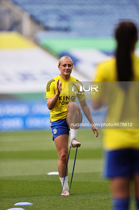  Libby Smith of Leicester City warms up ahead of the FA Women's Championship match between Leicester City and Charlton Athletic at the King...