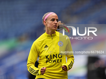  Ashleigh Plumptre of Leicester City warms up ahead of the FA Women's Championship match between Leicester City and Charlton Athletic at the...