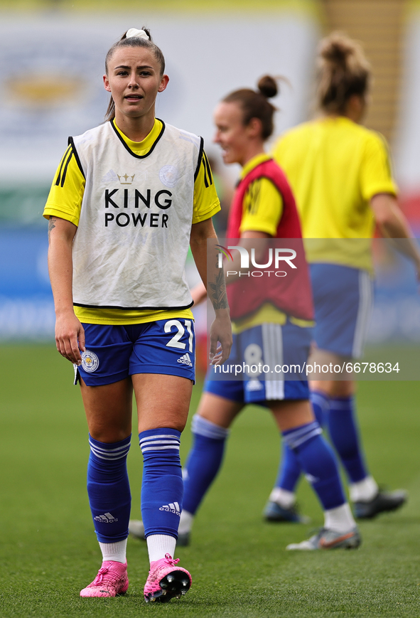  Hannah Cain of Leicester City warm-up ahead of the FA Women's Championship match between Leicester City and Charlton Athletic at the King P...