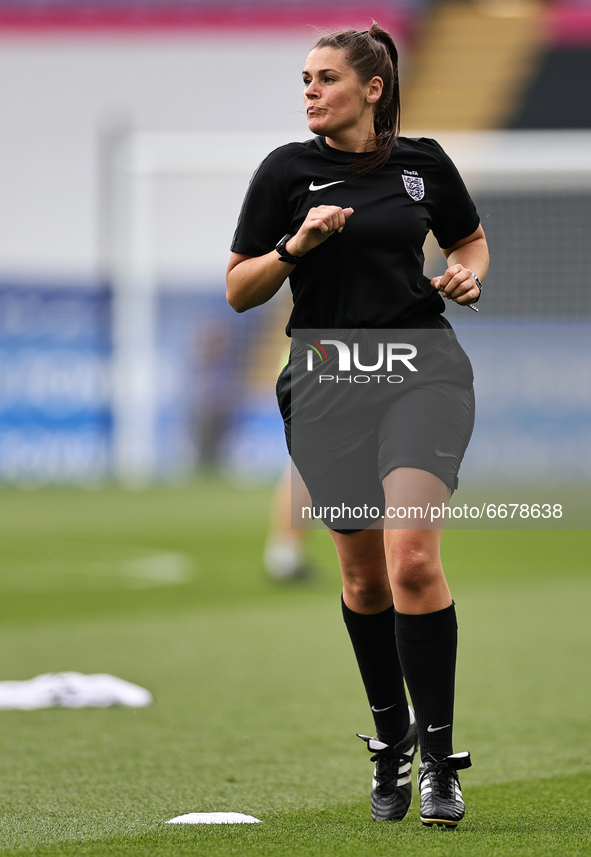  Referee Amy Barber warms up ahead of the FA Women's Championship match between Leicester City and Charlton Athletic at the King Power Stadi...