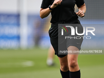  Referee Amy Barber warms up ahead of the FA Women's Championship match between Leicester City and Charlton Athletic at the King Power Stadi...