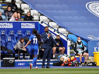  Leicester City Women manager Jonathan Morgan gestures during the FA Women's Championship match between Leicester City and Charlton Athletic...