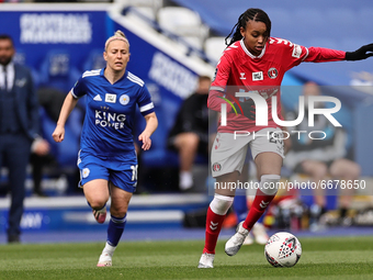  Elisha Sulola of Charlton Athletic runs with the ball during the FA Women's Championship match between Leicester City and Charlton Athletic...