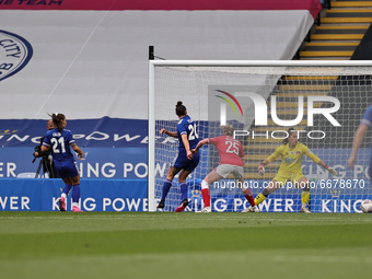 Natasha Flint of Leicester City scores the opening goal of the game during the FA Women's Championship match between Leicester City and Cha...