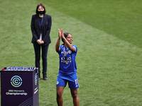  Lachante Paul of Leicester City classier teammates after collecting her Womens Championship winners medal during the FA Women's Championshi...