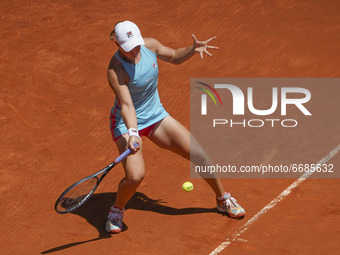 Zealand's Ashleigh Barty in action in the match against to Czechoslovakia's Petra Kvitova during their 2021 WTA Tour Madrid Open tennis tour...