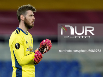 David De Gea of Manchester United during the UEFA Europa League Semi-Final match between AS Roma and Manchester United at Stadio Olimpico, R...