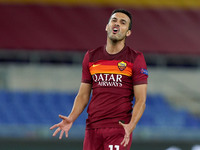Pedro of AS Roma looks dejected during the UEFA Europa League Semi-Final match between AS Roma and Manchester United at Stadio Olimpico, Rom...