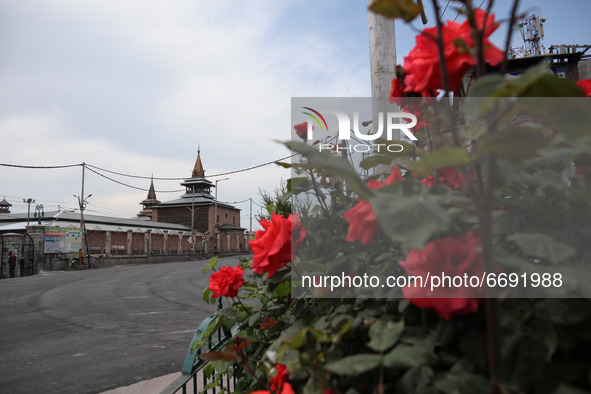Deserted streets outside Kashmir's grand mosque during Covid-19 lockdown on the last friday of Ramadan in Srinagar, Indian Administered Kash...