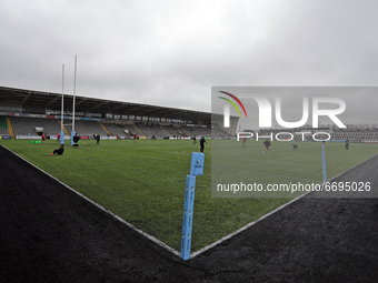   A general view of an empty ground before the Gallagher Premiership match between Newcastle Falcons and London Irish at Kingston Park, Newc...