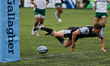    Louis Schreuder of Newcastle Falcons scores between the posts during the Gallagher Prem...