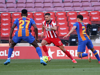 Ilaix Moriba, Sergino Dest and Yannick Carrasco during the match between FC Barcelona and Club Atletico Madrid, corresponding to the week 35...