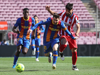 Leo Messi and Lucas Torreira during the match between FC Barcelona and Club Atletico Madrid, corresponding to the week 35 of the Liga Santan...