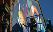 Kathrina Rupit aka KINMX, Mexican artist living in Dublin, is working on a new mural 'Tran...