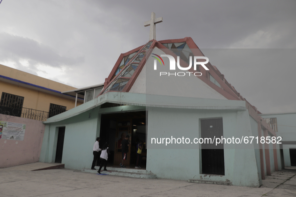 Outside view of the Parish of Our Lady of Guadalupe located in the Nopalera neighborhood, Tláhuac, where a mass was celebrated in memory of...