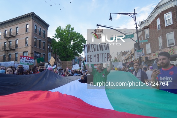 More than 2 thousand pro-Palestinian protesters in New York City took to the streets of Bay Ridge in Brooklyn on  May 15, 2021 after Israeli...