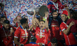 SANTIAGO, July 5, 2015 () -- Players of Chile celebrate after the final match of the Copa...