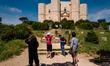 People who visit Castel del Monte on the day of its reopening on May 22, 2021 in Andria, I...