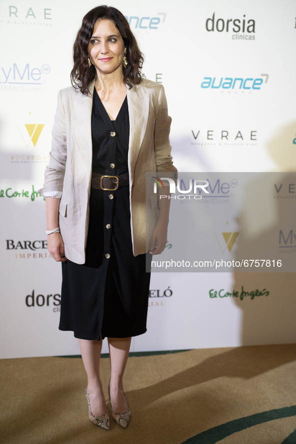 president of the Community of Madrid, Isabel Diaz Ayuso during the ceremony of the San Isidro 2021 Bowler Hat Awards, in the V de Vegas hall...