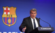 The President of FC Barcelona appears at a press conference to expose the situation of the...