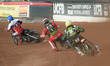 Drew Kemp  (Yellow) and Craig Cook  (White) chase Richie Worrall  (Blue) during the SGB P...