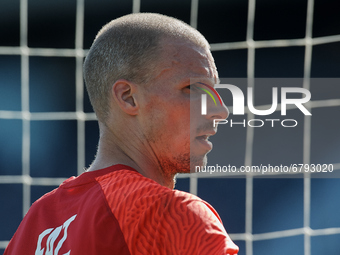 Andre Hansen (Rosenborg BK) of Norway during the warm-up before the international friendly match between Norway and Greece at Estadio La Ros...
