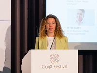 Tabitha Goldstaub,  Co-founder of CogX speaks during opening of CogX 2021 in London, Britain, 14 June 2021. CogX 2021 takes place as an onli...