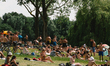 people enjoy resting  at the fuhlinger lake in Cologne, Germany on June 17, 2021 as temper...