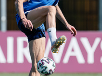 Fredrik Jensen of Finland in action during a Finland national team training session ahead of their UEFA Euro 2020 match against Belgium on J...